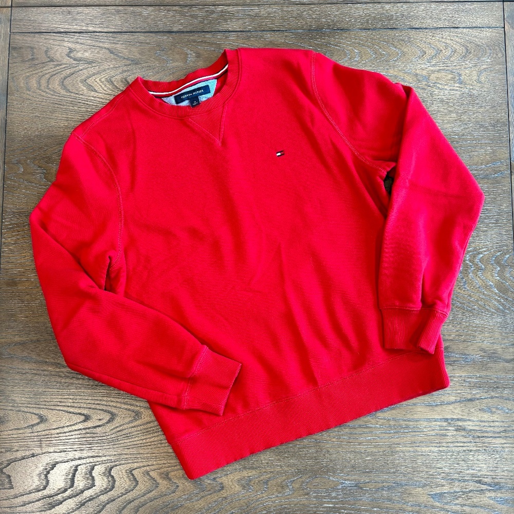 Tommy Hilfiger | Solid Logo Crewneck Sweater | Red | Men's Medium
